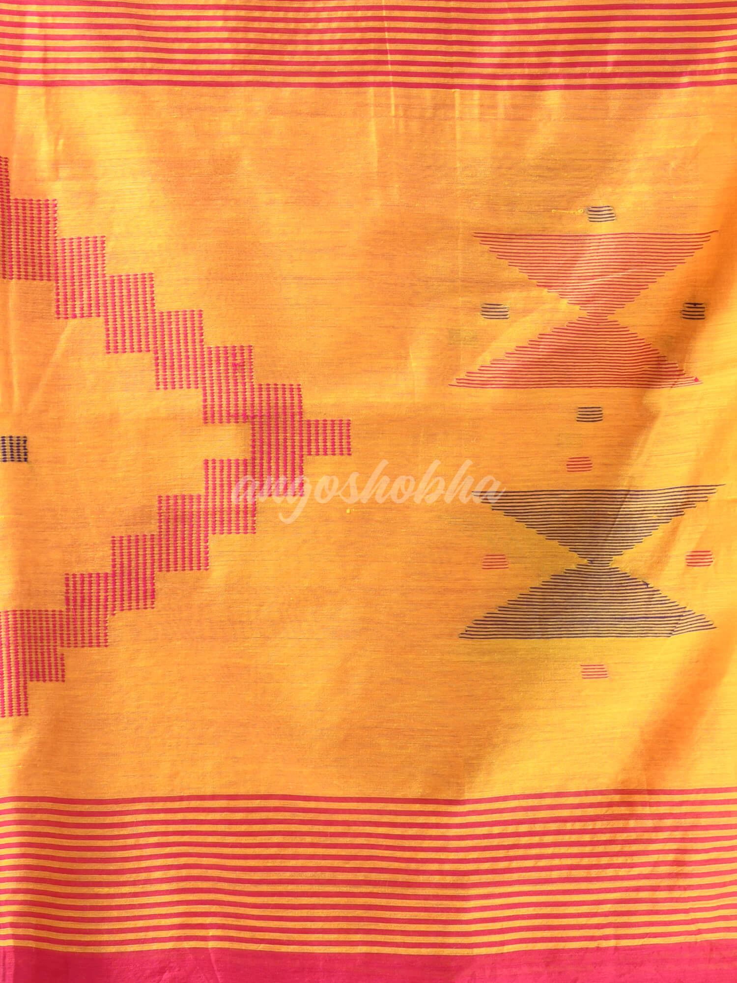 Rani Cotton Blend All Body Motive With Yellow Pallu Handloom Saree