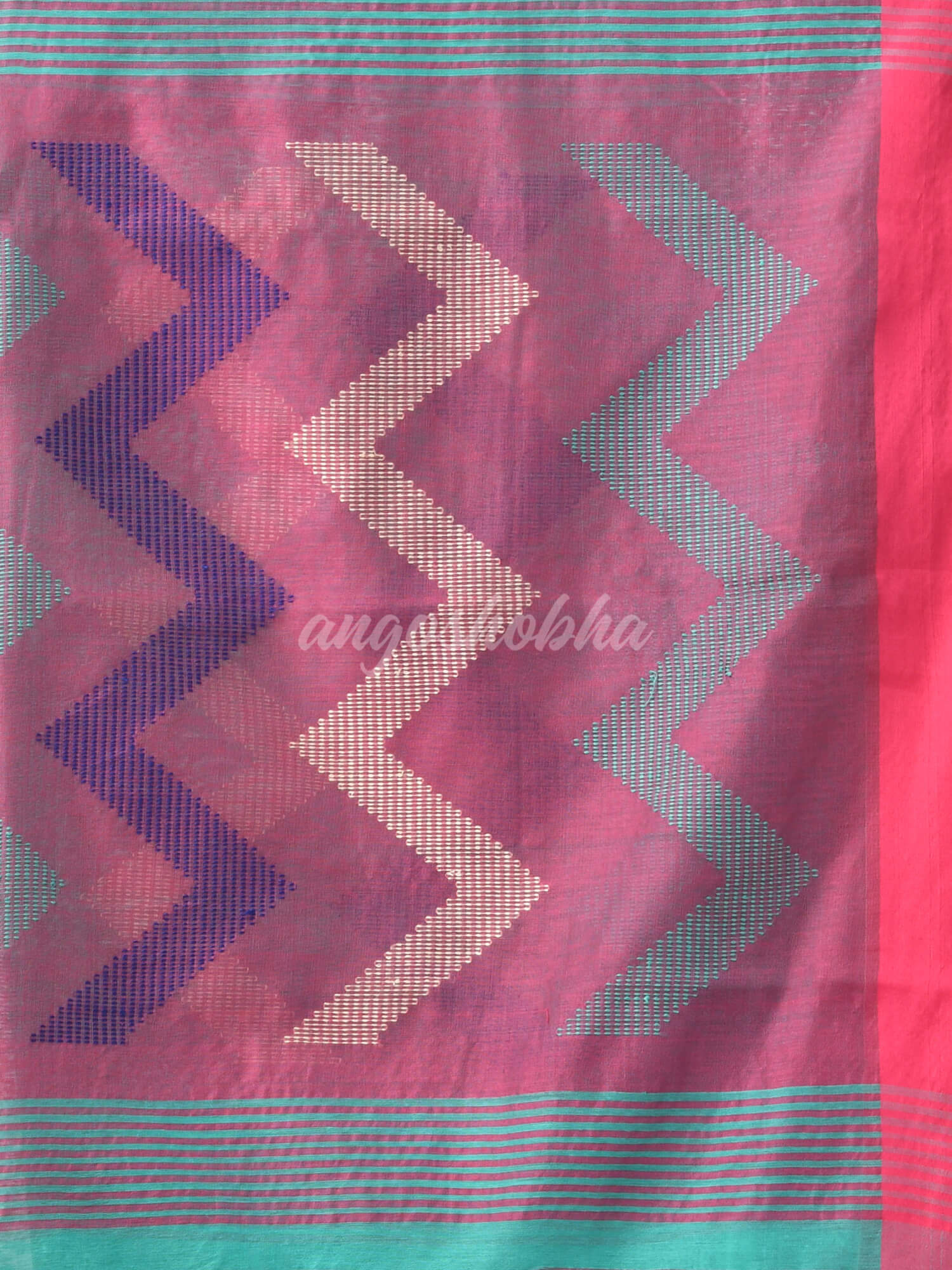 Firoza Cotton Blend All Body Motive With Rani Pallu Handloom Saree