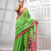 Green Cotton Blend All Body Motive With Rani Pallu Handloom Saree
