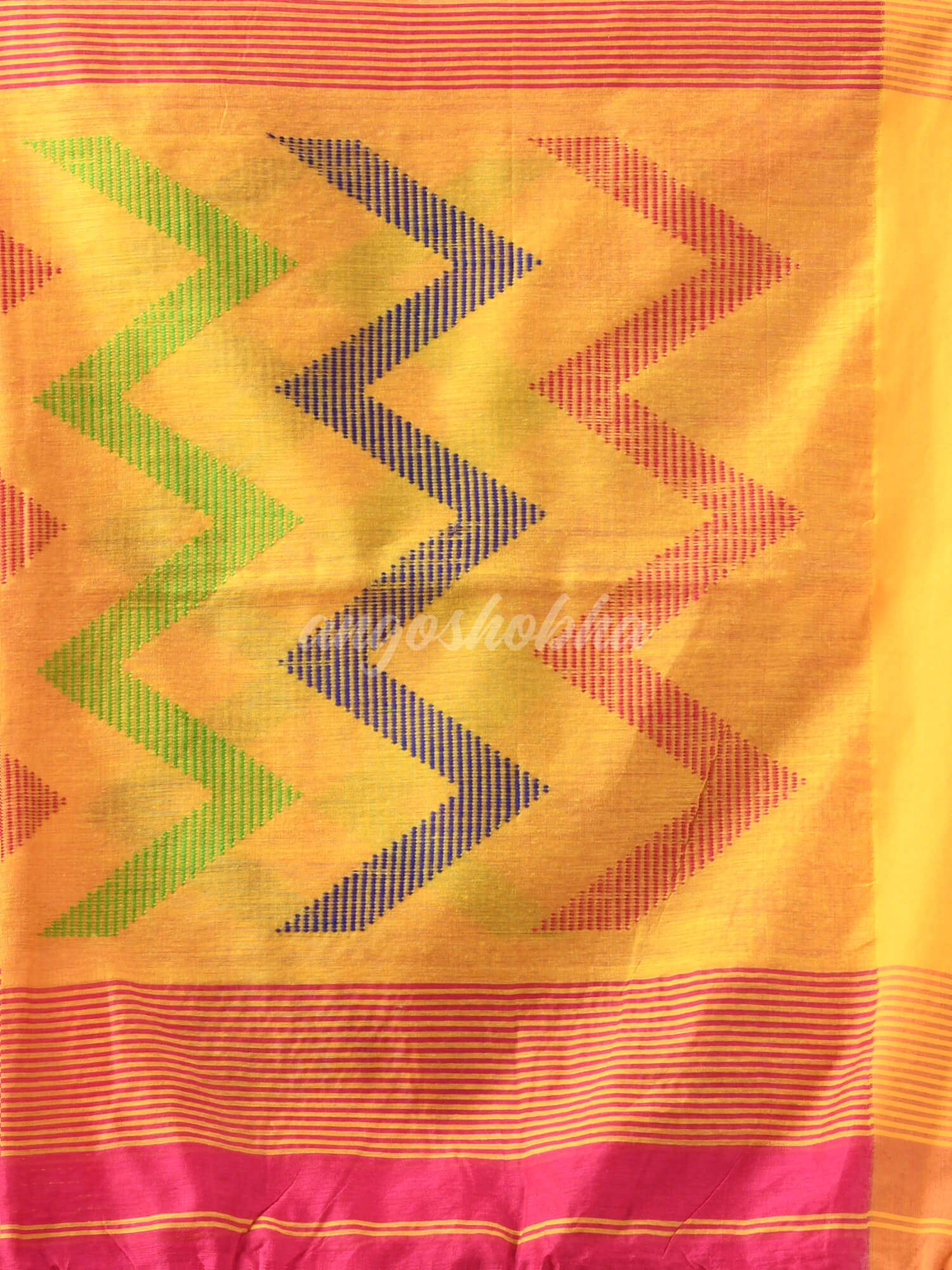 Rani Cotton Blend All Body Motive With Yellow Pallu Handloom Saree