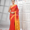 Red Cotton Blend All Body Motive With Yellow Pallu Handloom Saree