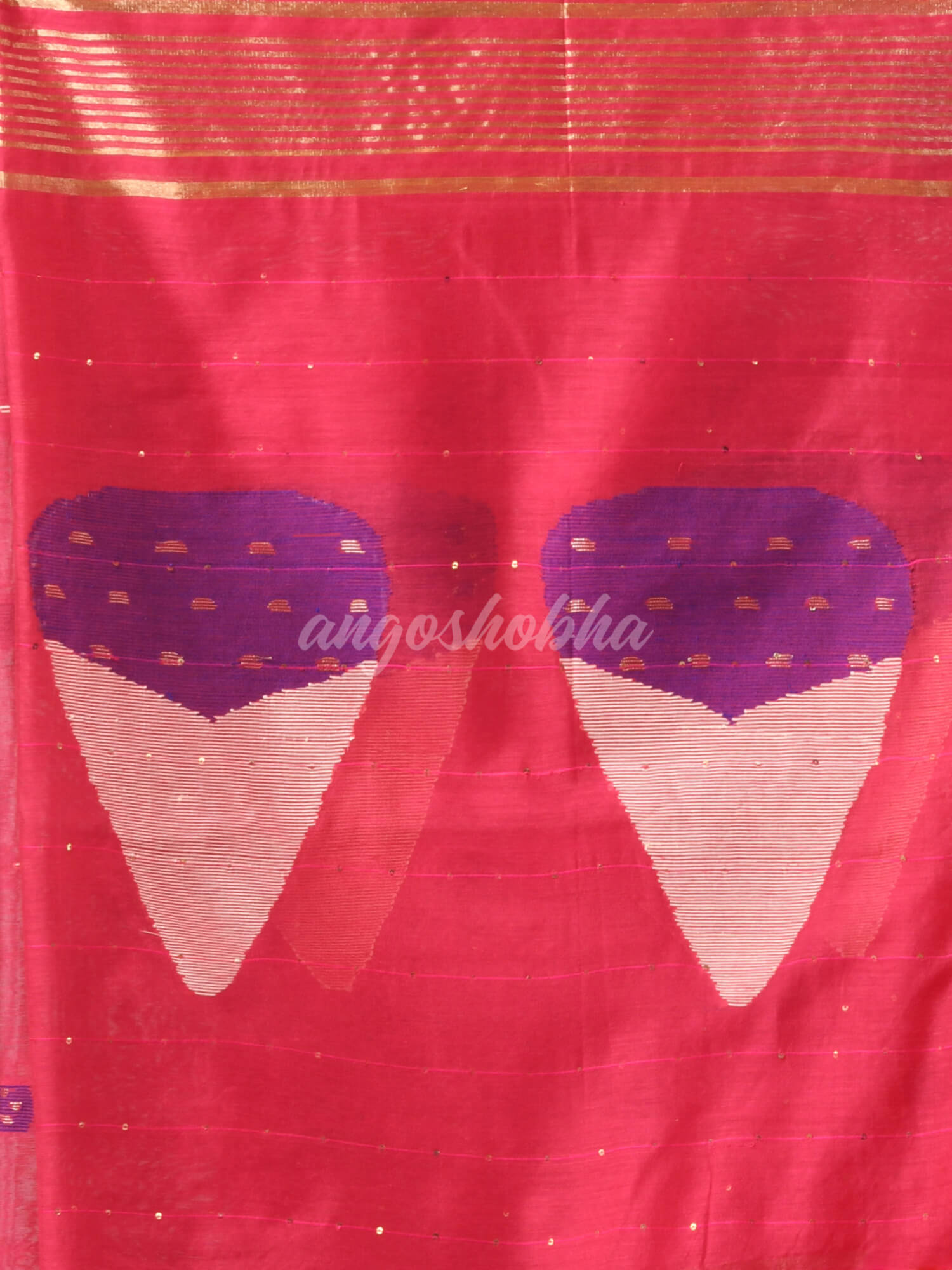 Rani Cotton Blend All Body Motive Design Pallu Handloom Saree