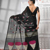 Black Cotton Blend All Body Motive Design Pallu Handloom Saree