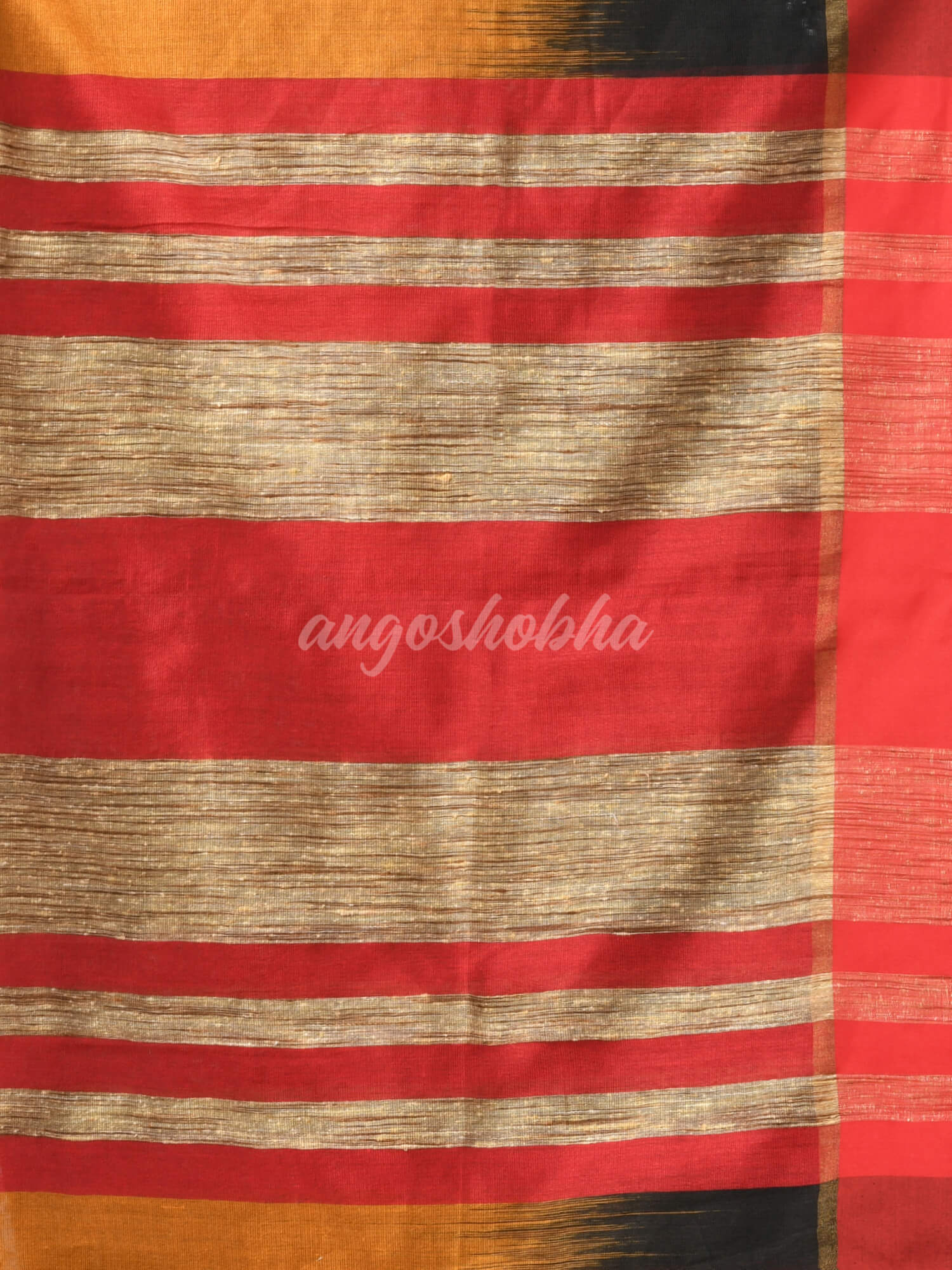 Mustard Cotton Blend Solid Body With Ghicha Pallu Handloom Saree