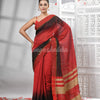 Maroon Cotton Blend Solid Body With Ghicha Pallu Handloom Saree