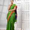Green Cotton Blend All Body Motive With Blue Pallu Handloom Saree