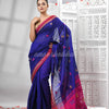 Blue Cotton Blend All Body Motive With Rani Pallu Handloom Saree
