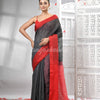 Grey Cotton Blend Solid Body Red Pallu Handloom Saree