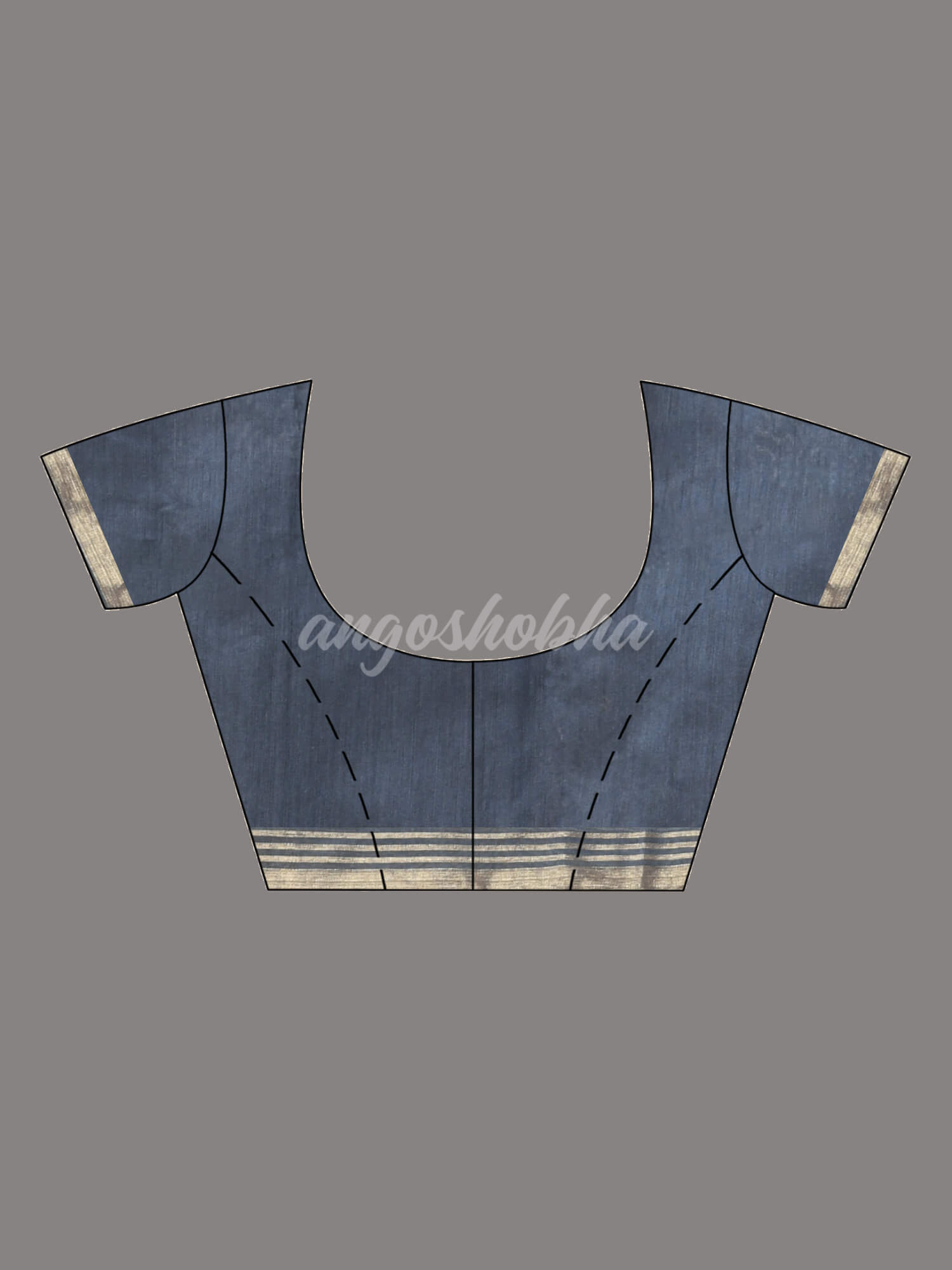 Grey Cotton Blend Solid Body Design Pallu Handloom Saree