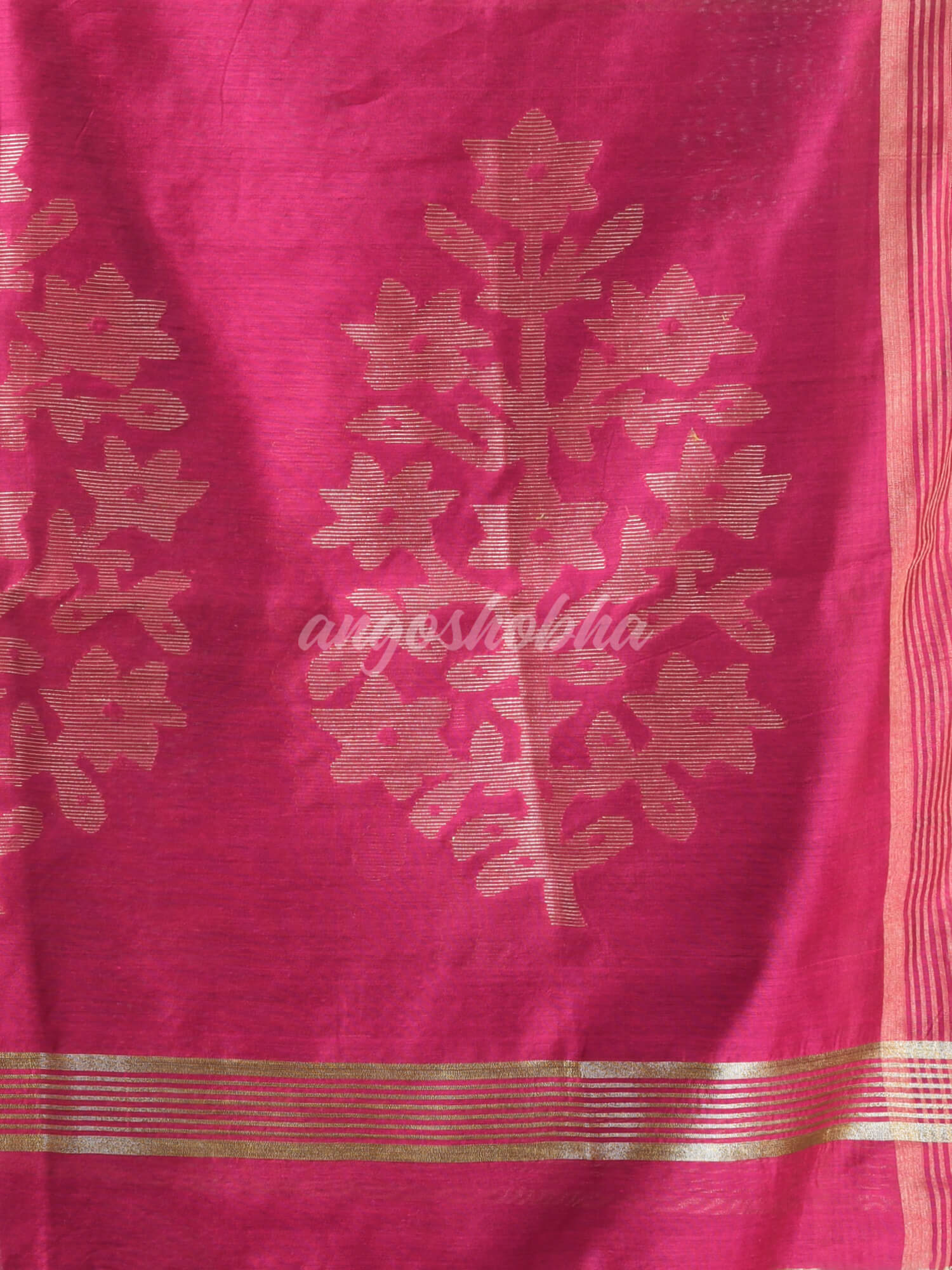 Rani Cotton Blend Solid Body Design Pallu Handloom Saree