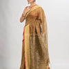 Muga silk blend linen with  solid border jamdani saree