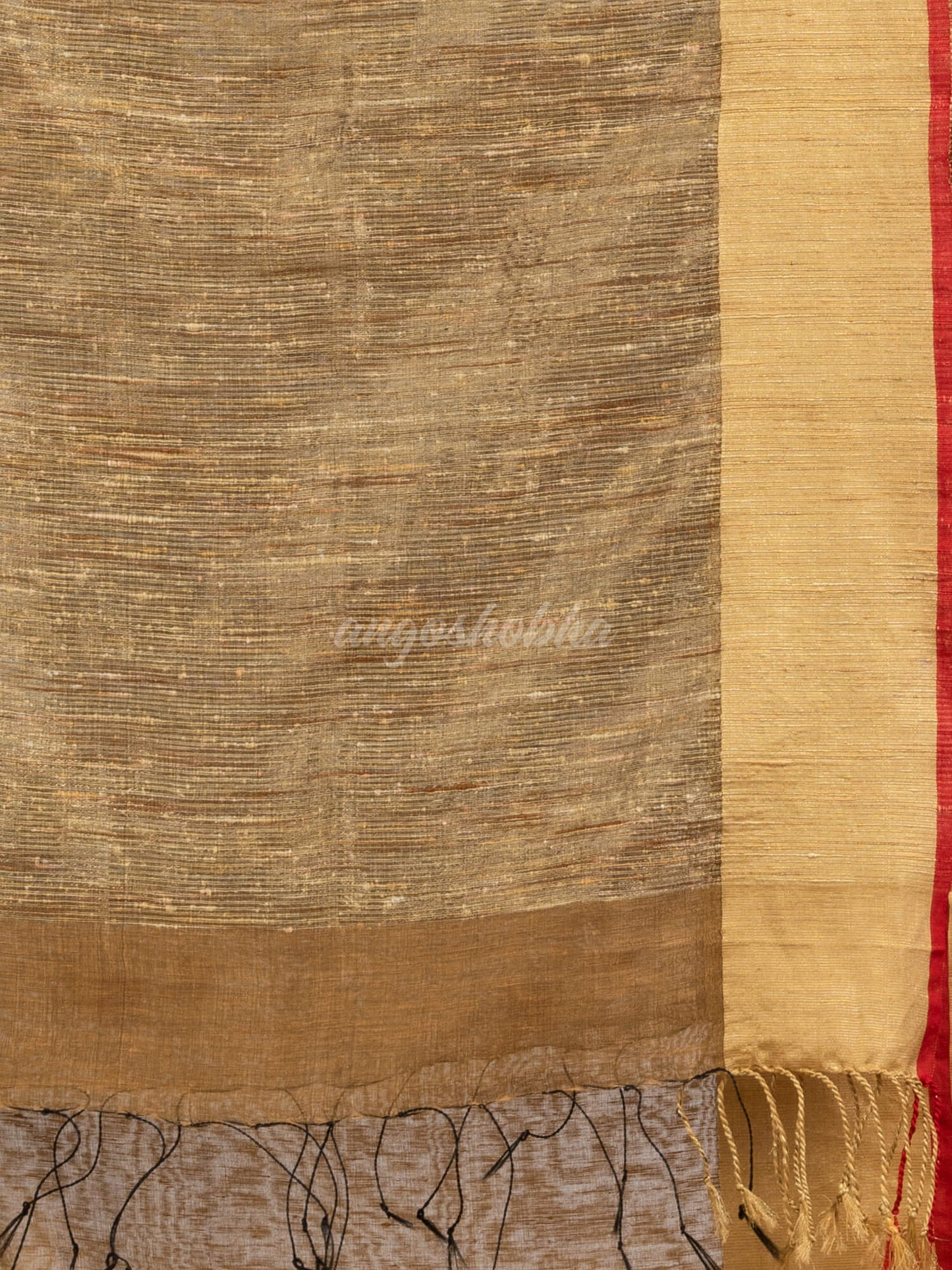 Muga silk blend linen with  solid border jamdani saree