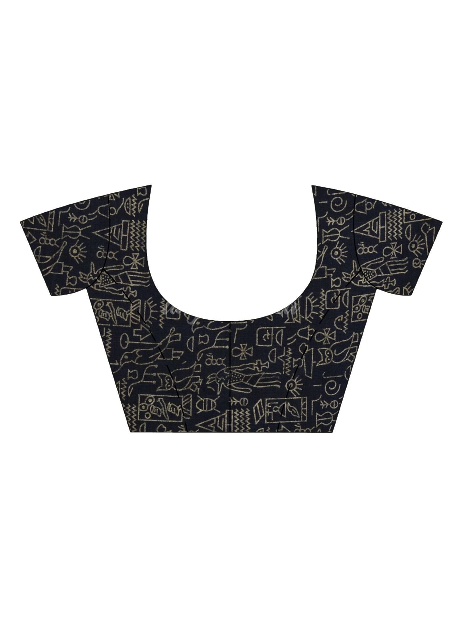 Nevy blue cotton dolls Printed Saree