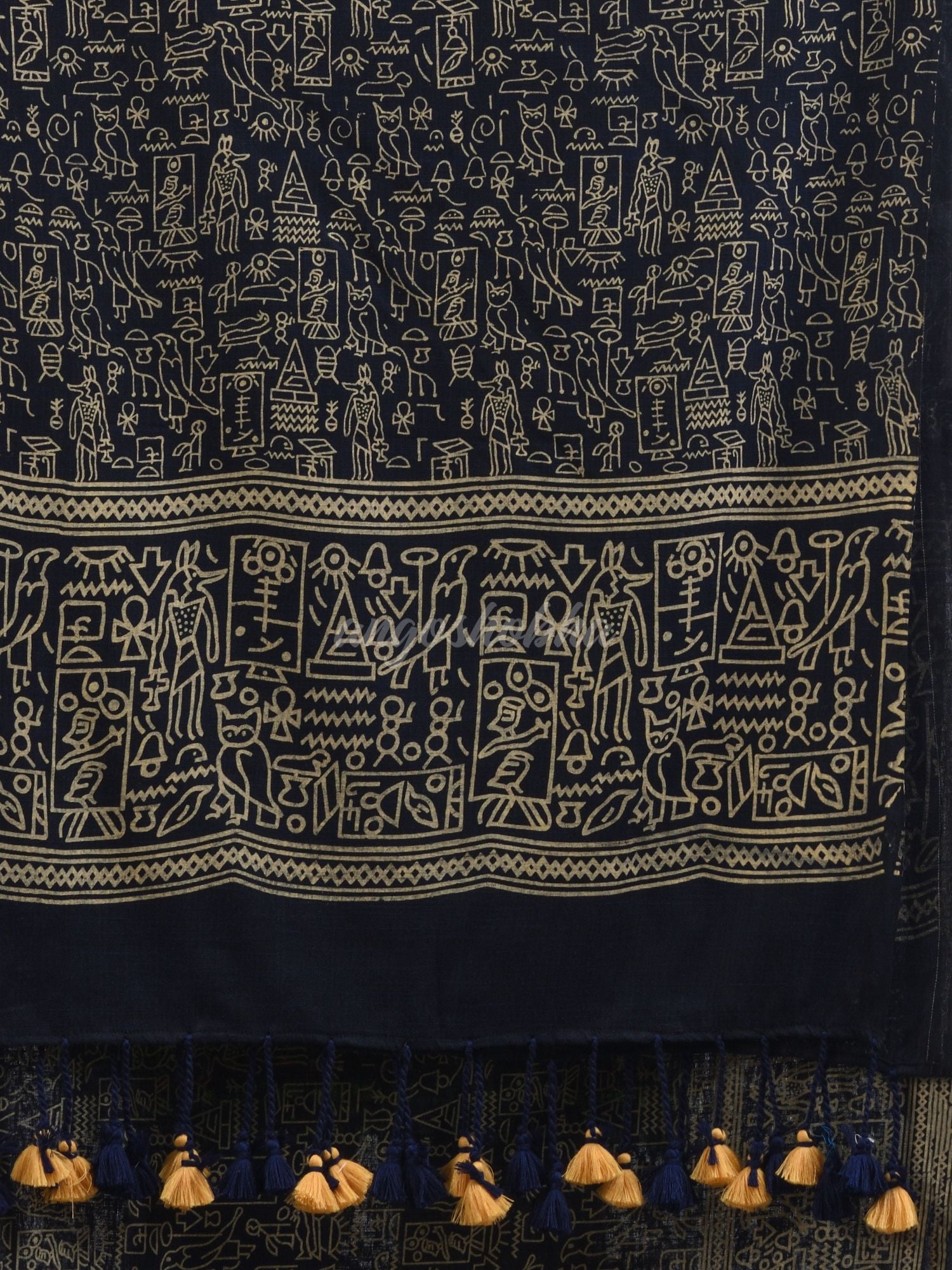 Nevy blue cotton dolls Printed Saree