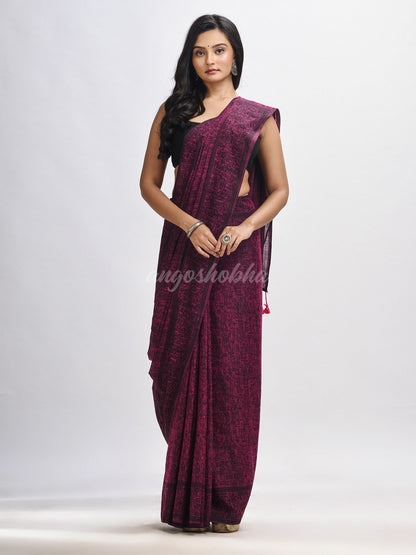 Magenta cotton dolls Printed Saree