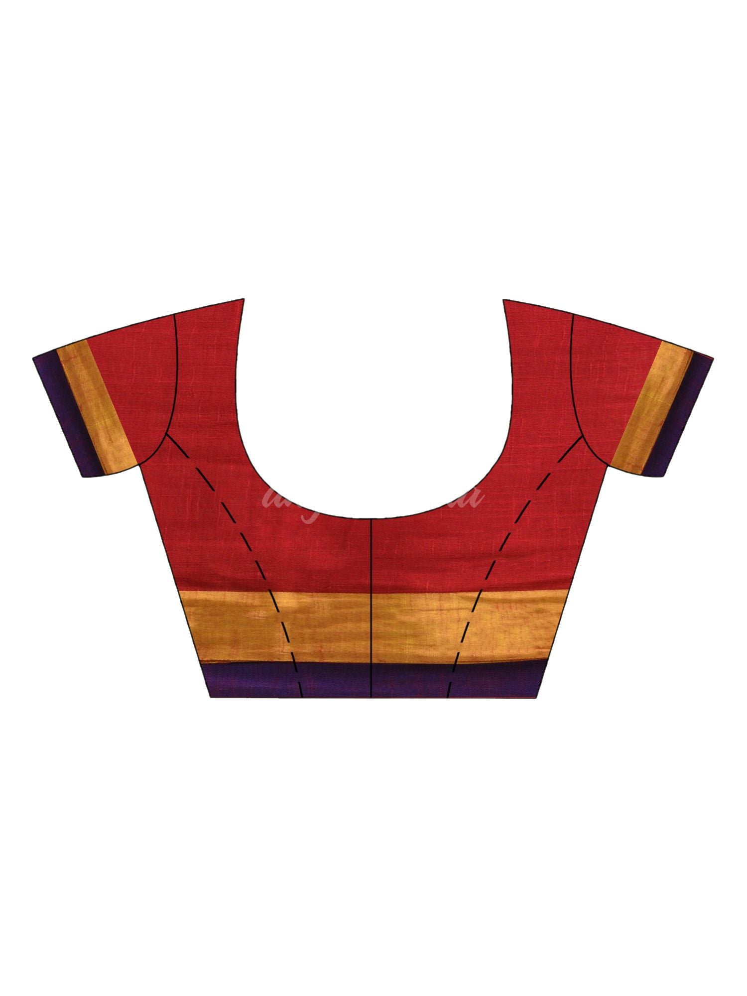 Red cotton tai dai with solid broder in multi colour pallu hondwaven saree