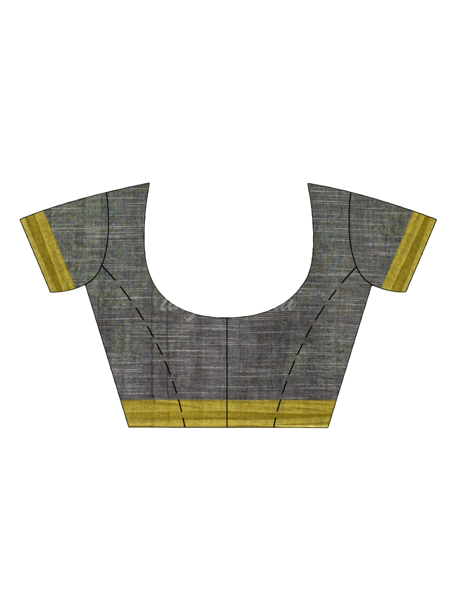 Grey cotton tai dai with solid broder in multi colour pallu hondwaven saree