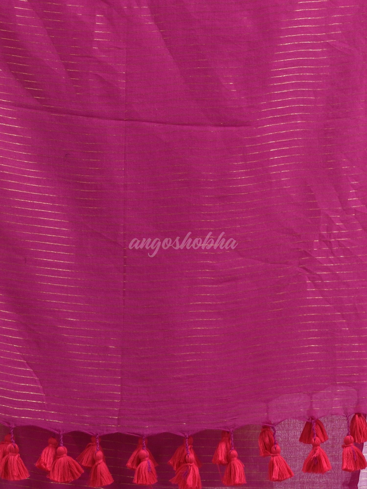 Magenta Handloom Molmol zari  Cotton Saree