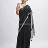 Black Cotton with zari pallu and zari border handloom Saree