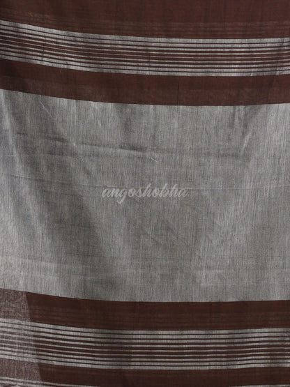 Dark coffee Cotton with zari pallu and zari border handloom Saree