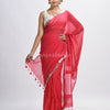 Red Cotton with zari pallu and zari border handloom Saree