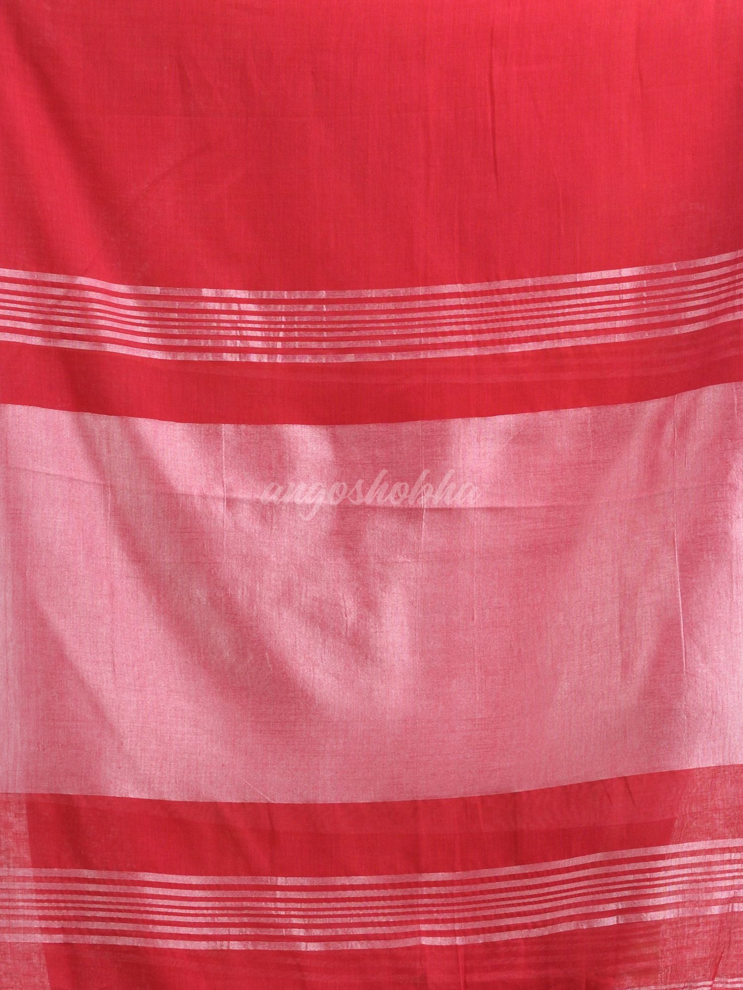 Red Cotton with zari pallu and zari border handloom Saree
