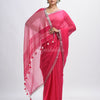 Deep pink Cotton with zari pallu and zari border handloom Saree