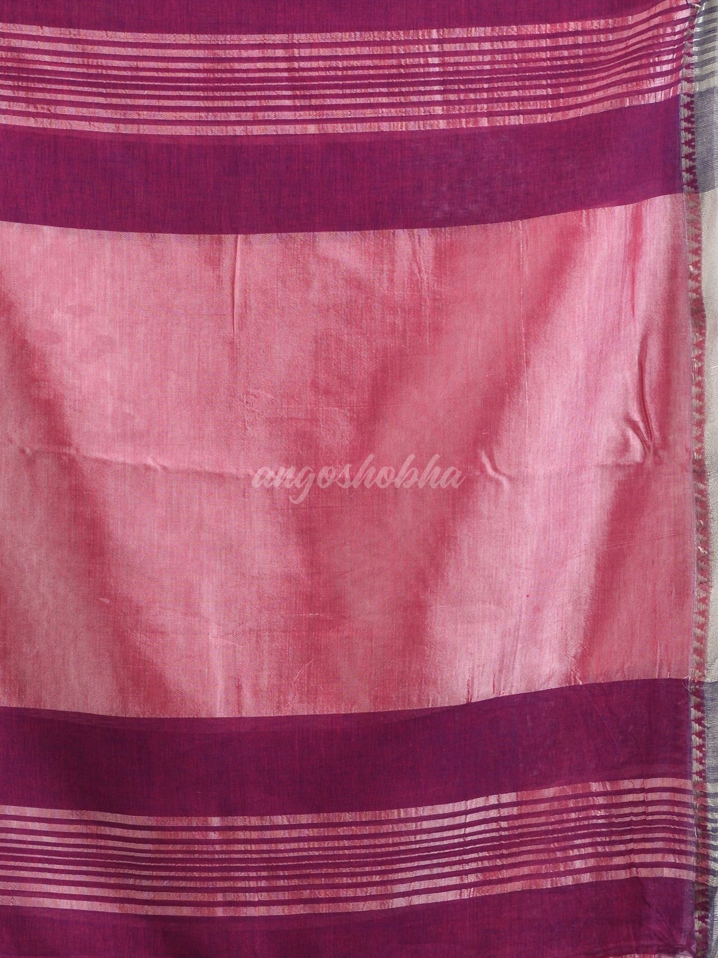 Dark magenta Cotton with zari pallu and zari border handloom Saree