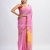 Blush pink Cotton with zari pallu and zari border handloom Saree