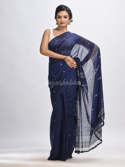 Nevy bule body buti Handloom Molmol Cotton Jamdani Saree