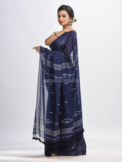 Nevy bule body buti Handloom Molmol Cotton Jamdani Saree