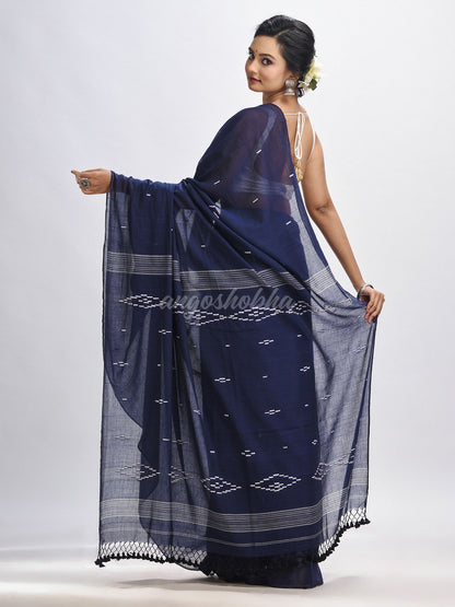 Nevy bule body buti Handloom Molmol Cotton Jamdani Saree