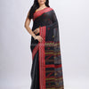 Black cotton with red border handwoven jamdani saree