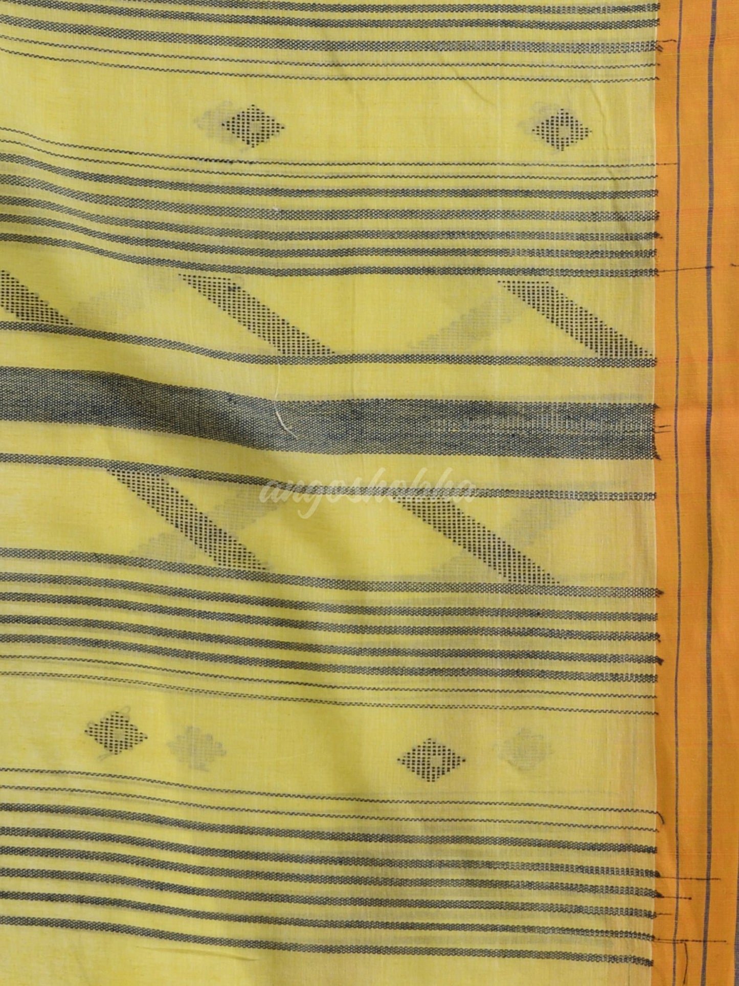 Summer yellow cotton with simply elegant border handwoven jamdani saree