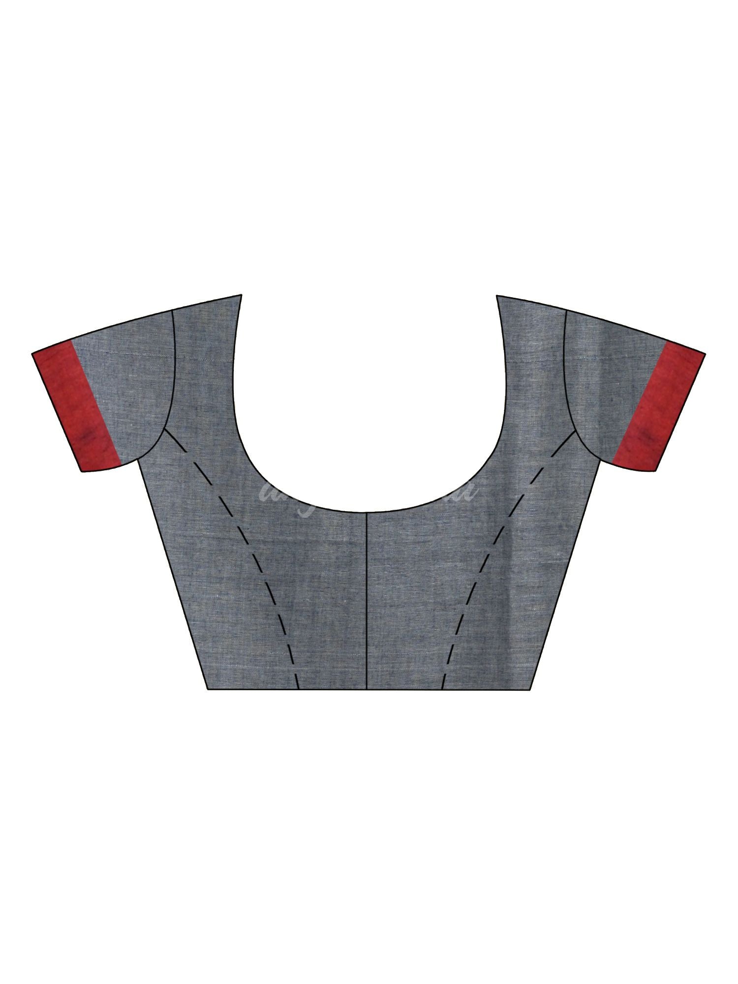 Grey cotton with maroon border handwoven jamdani saree