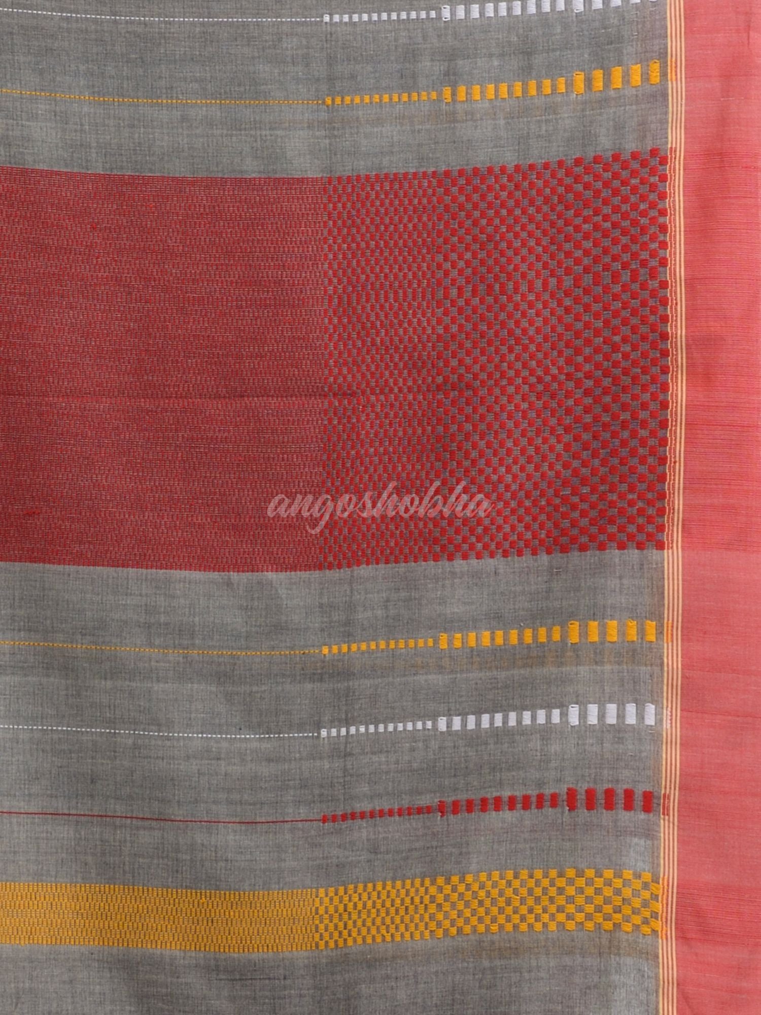 Medium grey cotton handwoven jamdani saree