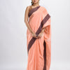Peach cotton solid body handloom saree