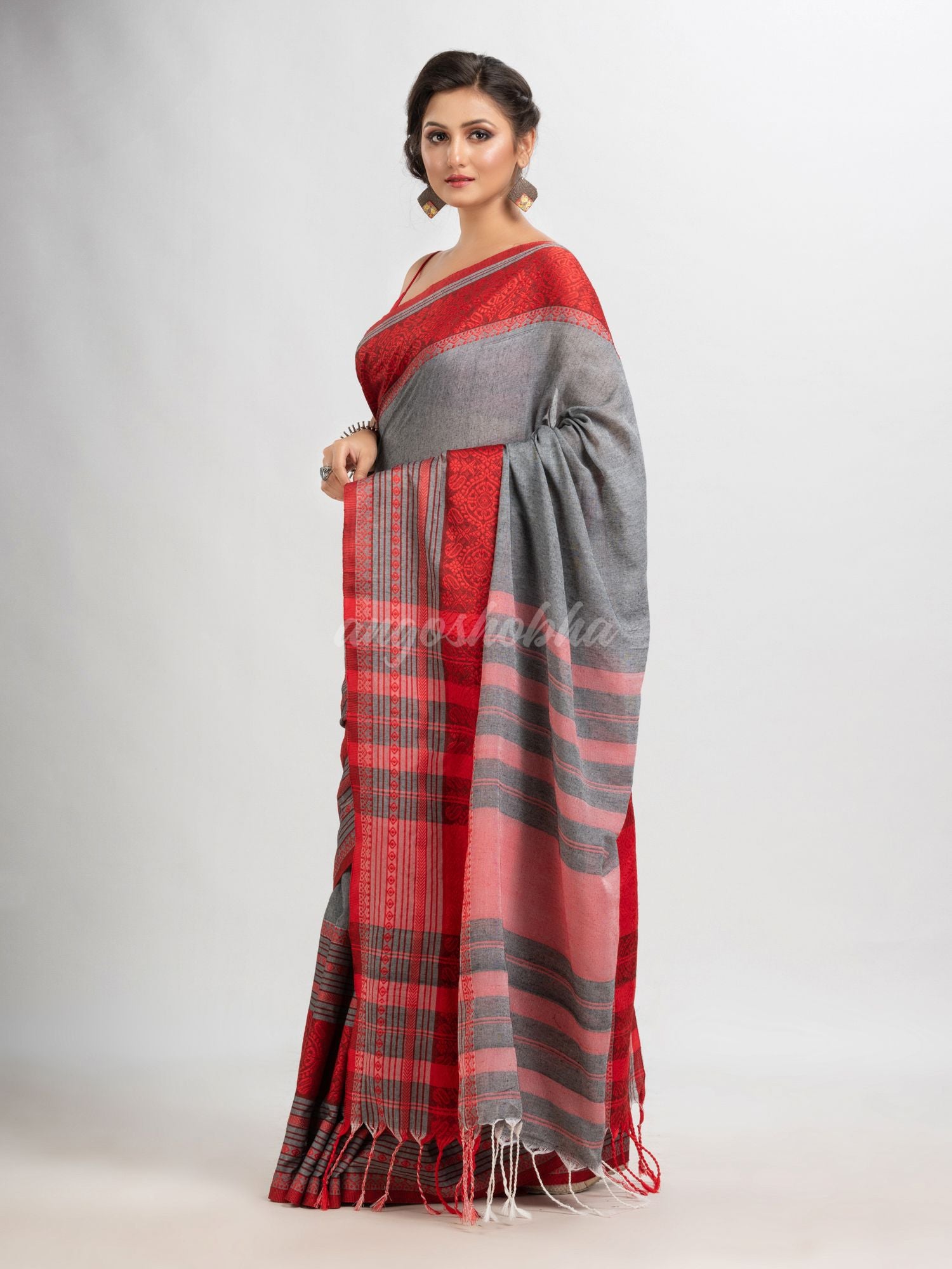 Grey begampuri organic cotton saree