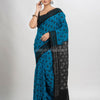 True blue cotton blend star printed saree- angoshobha 