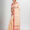 Cream  cotton with jacquard border jamdani saree