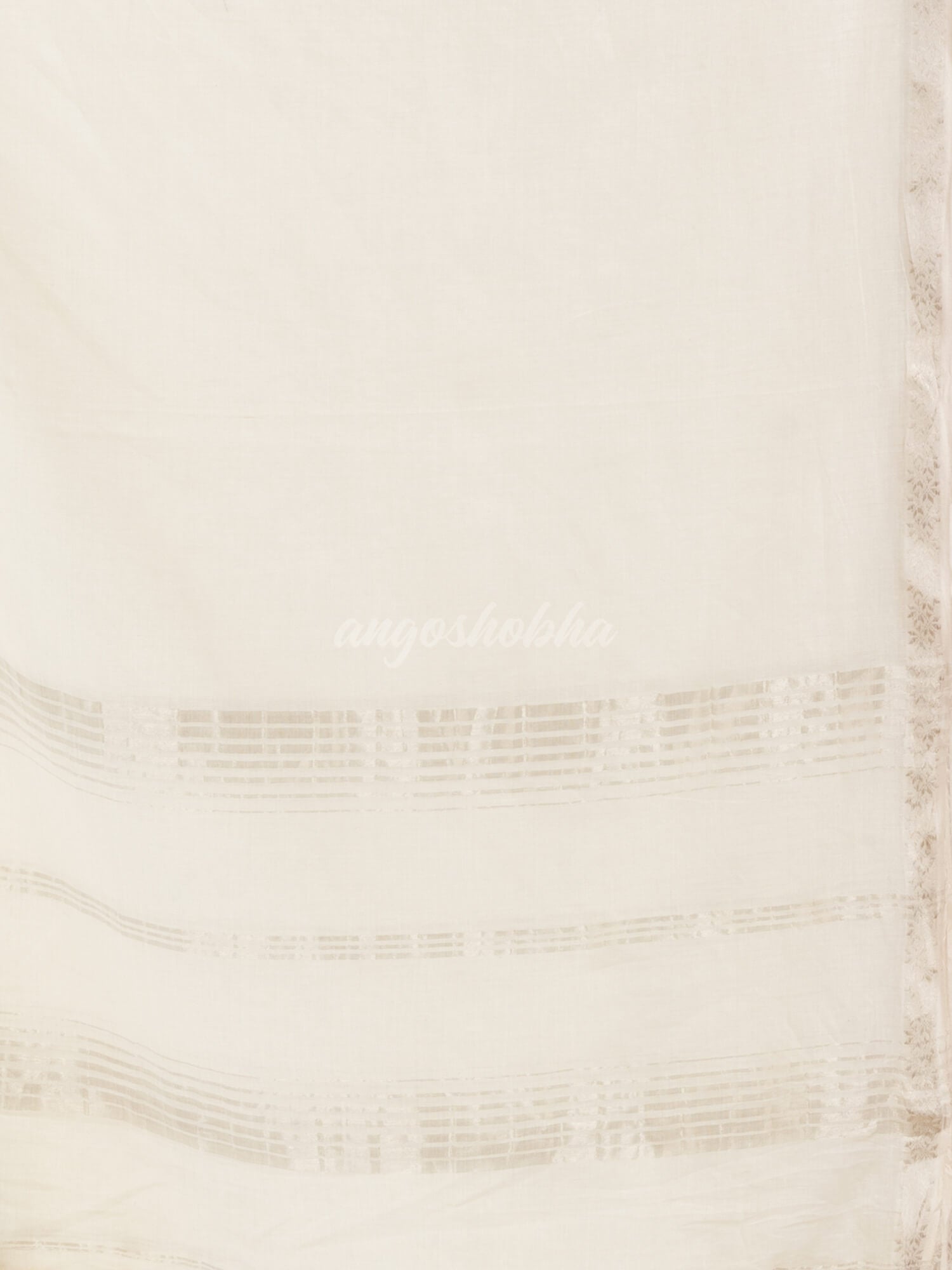 White cotton with Jacquard Zari border and zari Stripe pallu handloom Saree