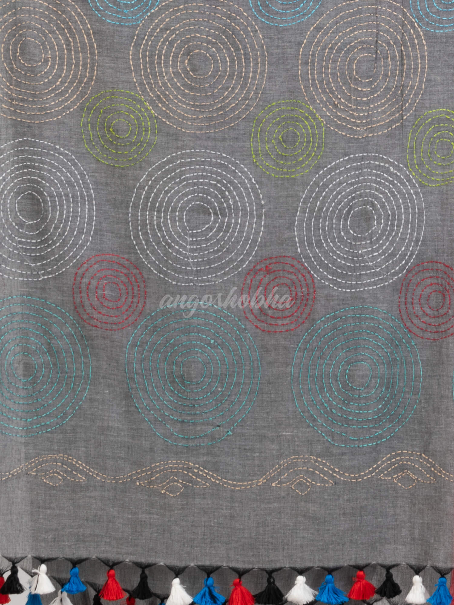 Jet Grey cotton embroidery saree