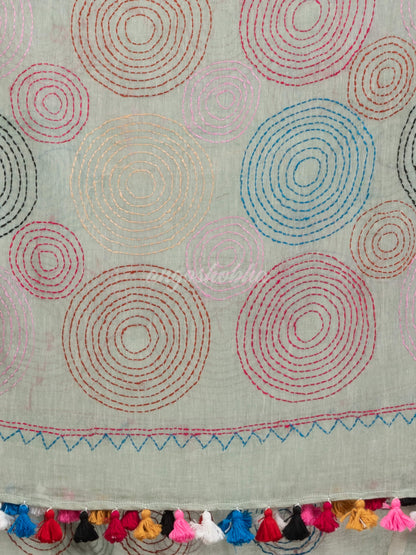 Grey Tinge cotton embroidery saree