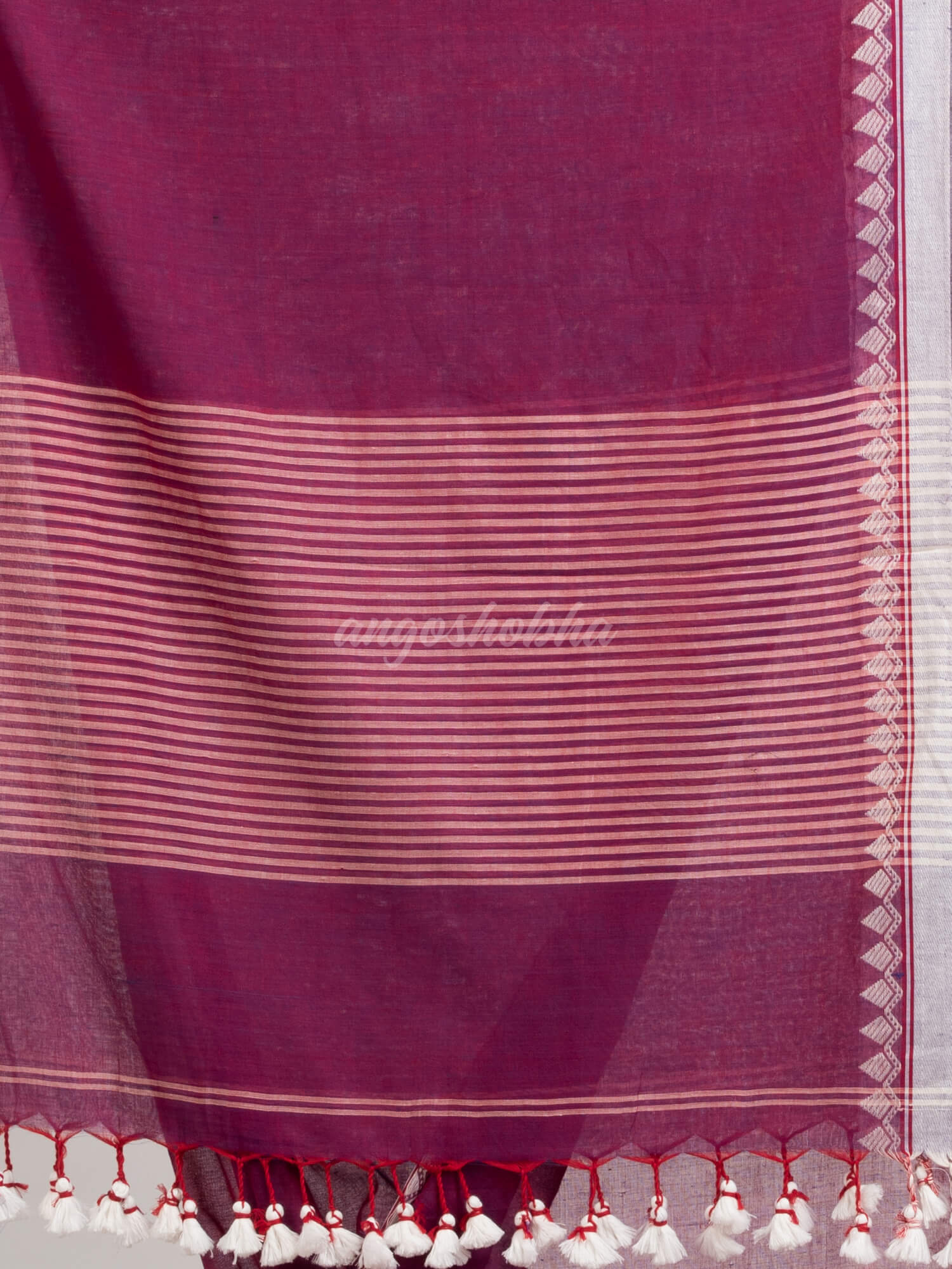 Magenta cotton with jacquard border & pallu stripe handloom saree