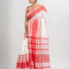 White body red border begampuri organic cotton saree