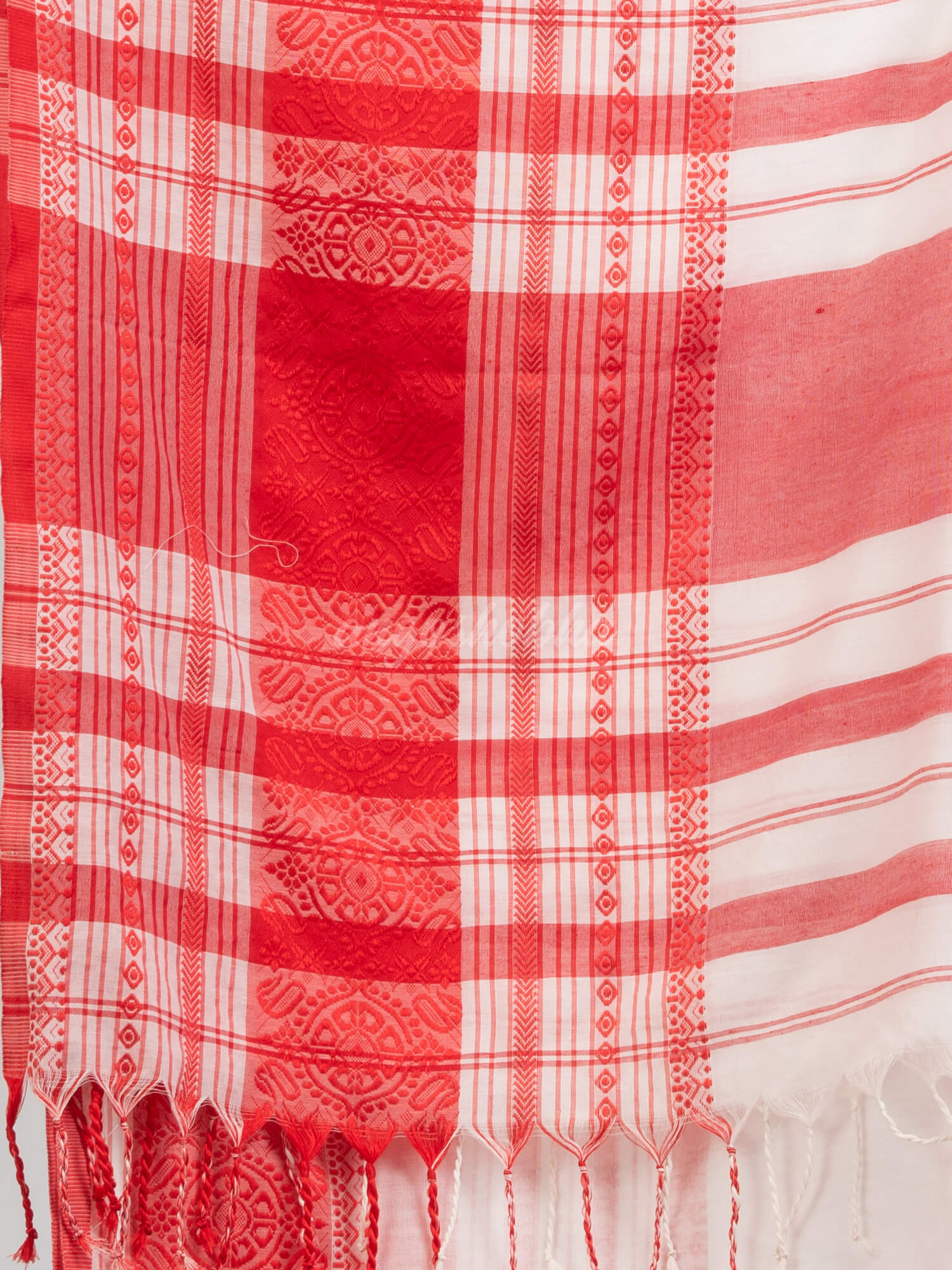 White body red border begampuri organic cotton saree