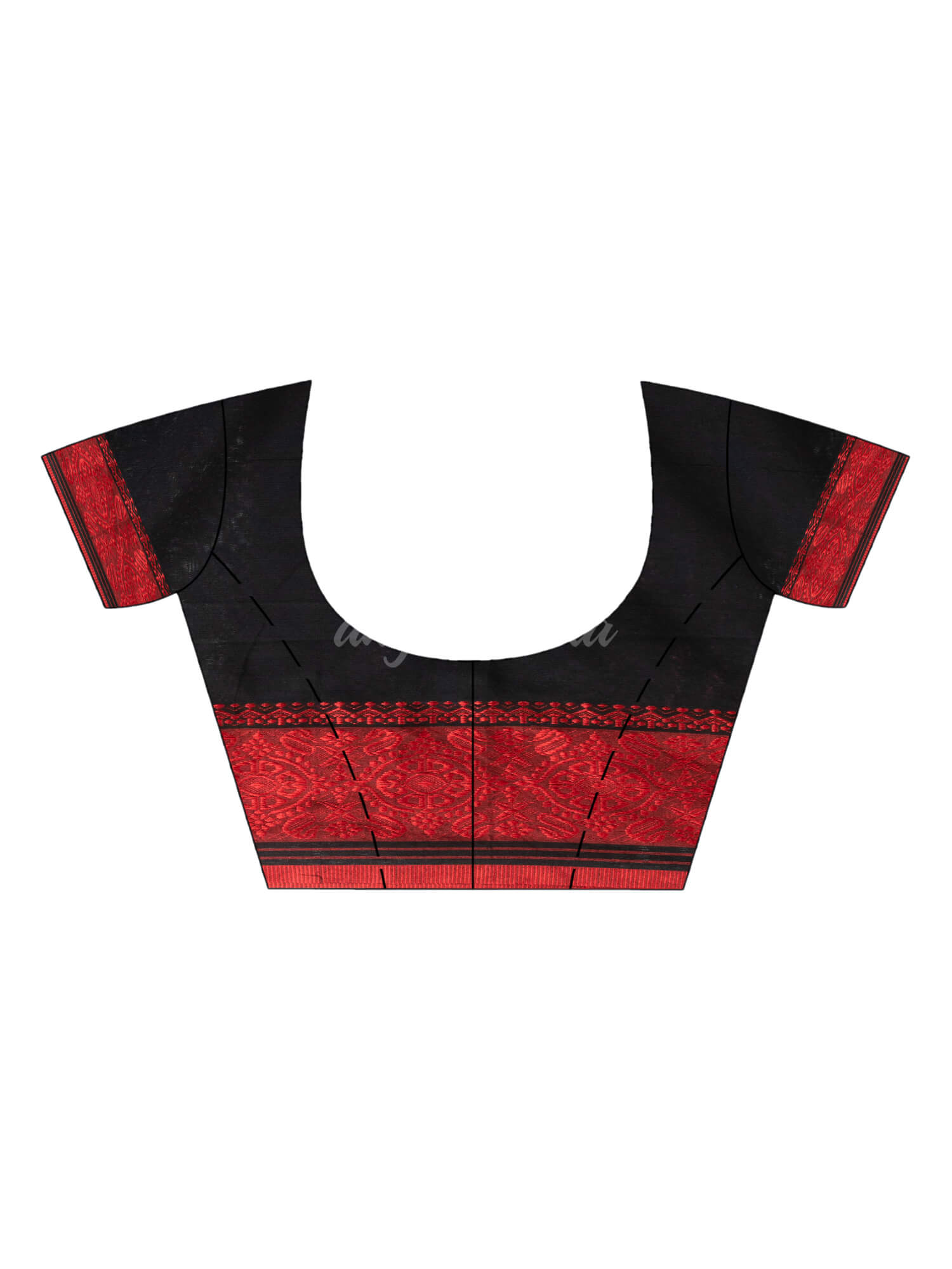Black body red border begampuri organic cotton saree