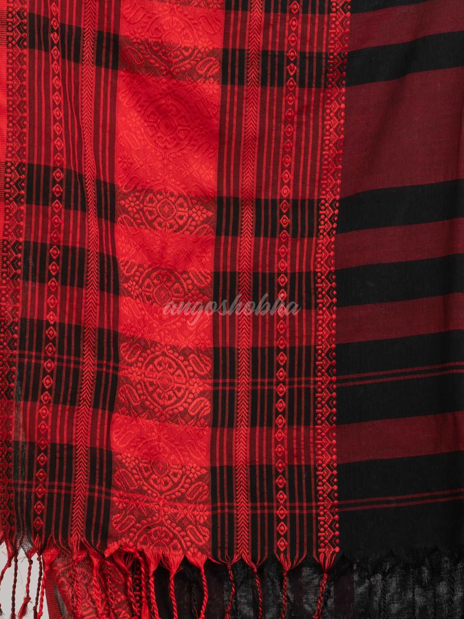 Black body red border begampuri organic cotton saree