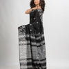 Black cotton jacquard border withe stripe pallu handloom saree