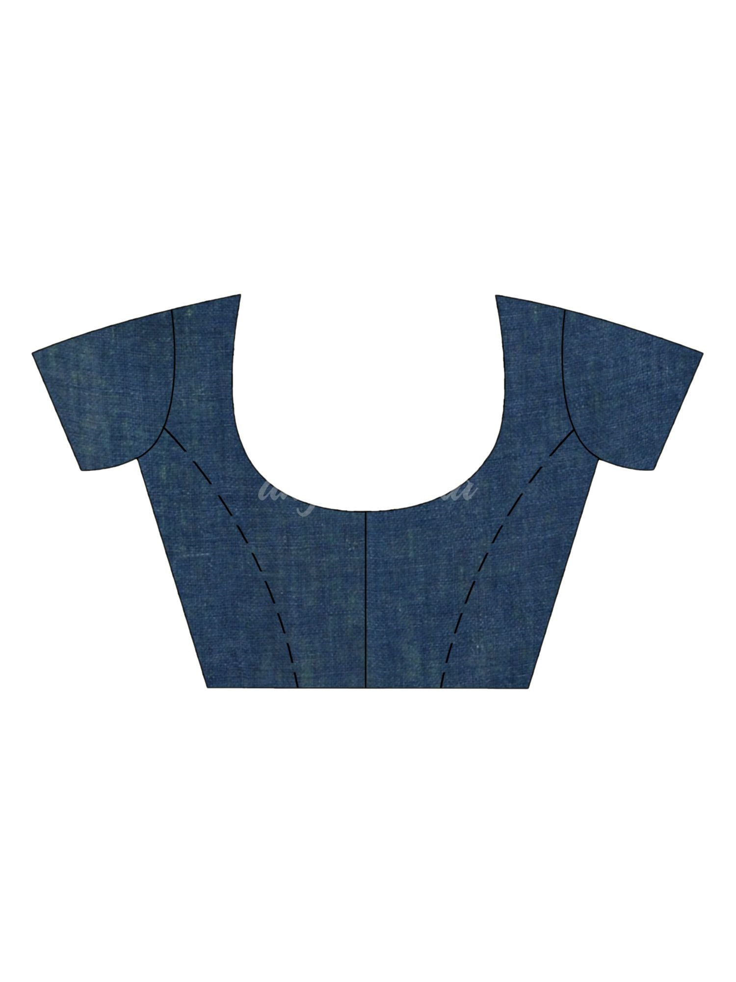 Nevy blue And muga Stipe Handwoven linen handloom Saree